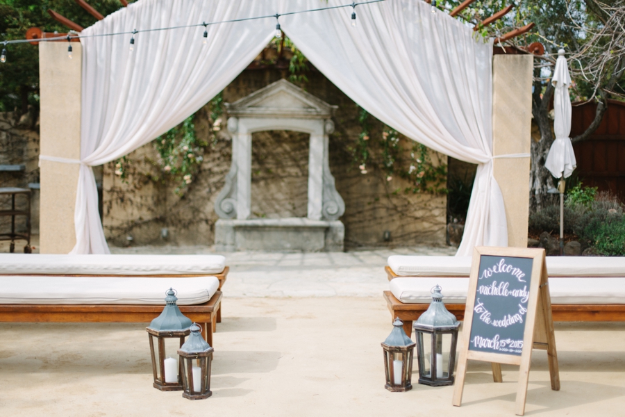 outdoor ceremony space with benches